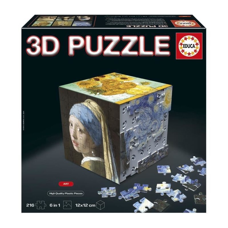 Puzzle 3D - EDUCA - Cube Art - 216 Pieces - 6 Puzzles de 36 Pieces - D Puzzle 3D - EDUCA - Cube Art - 216 Pieces - 6 Puzzles de 36 Pieces - D
