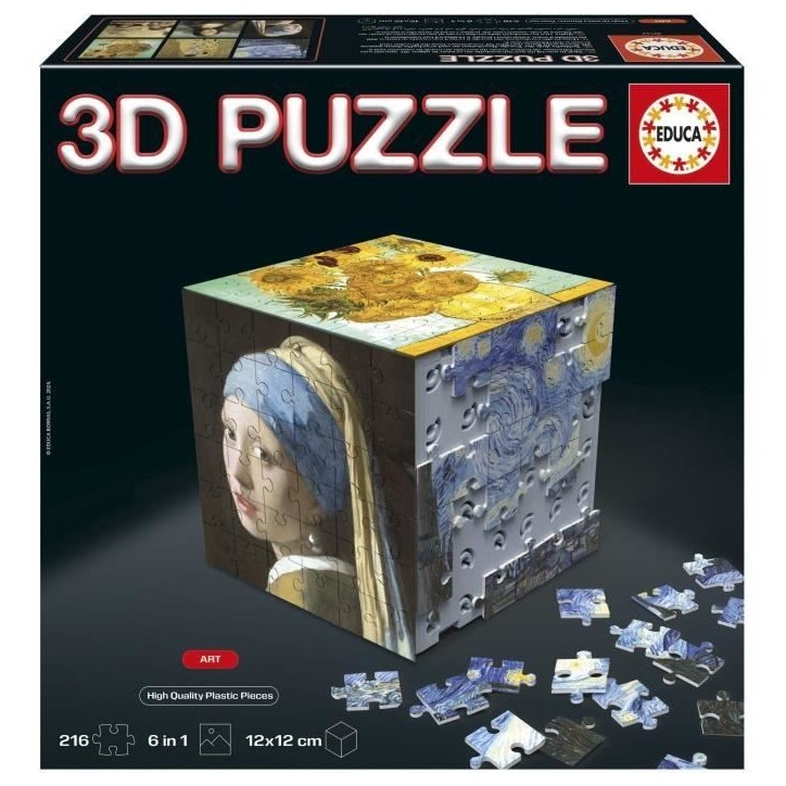 Puzzle 3D - EDUCA - Cube Art - 216 Pieces - 6 Puzzles de 36 Pieces - Défi Ludique 8 Ans + (20123) Puzzle 3D - EDUCA - Cube Art - 216 Pieces - 6 Puzzles de 36 Pieces - Défi Ludique 8 Ans + (20123)