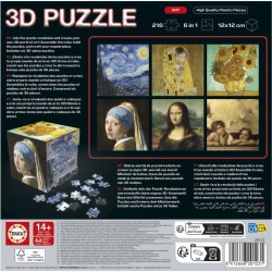 Puzzle 3D - EDUCA - Cube Art - 216 Pieces - 6 Puzzles de 36 Pieces - D