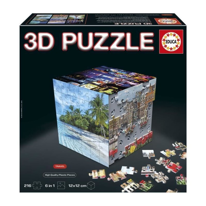 Puzzle 3D - EDUCA - Cube Voyage - 216 Pieces - 6 Puzzles de 36 Pieces Puzzle 3D - EDUCA - Cube Voyage - 216 Pieces - 6 Puzzles de 36 Pieces