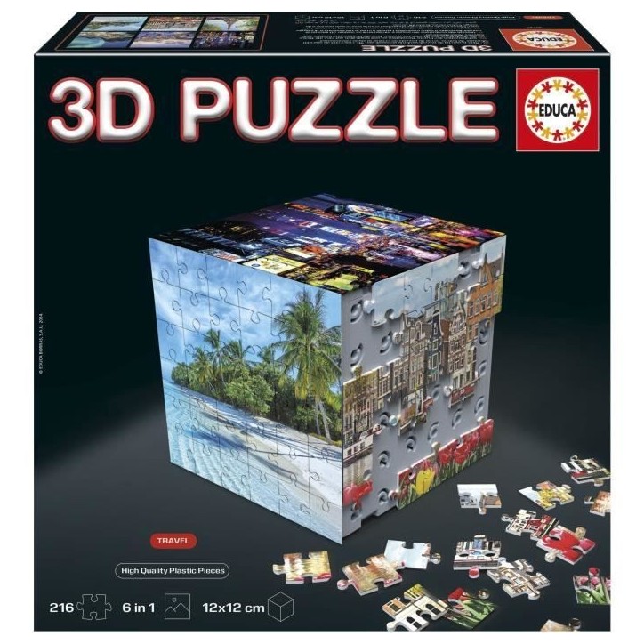 Puzzle 3D - EDUCA - Cube Voyage - 216 Pieces - 6 Puzzles de 36 Pieces - Défi Ludique 8 Ans + (20124) Puzzle 3D - EDUCA - Cube Voyage - 216 Pieces - 6 Puzzles de 36 Pieces - Défi Ludique 8 Ans + (20124)