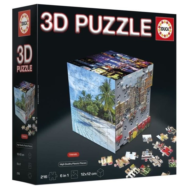 Puzzle 3D - EDUCA - Cube Voyage - 216 Pieces - 6 Puzzles de 36 Pieces - Défi Ludique 8 Ans + (20124) Puzzle 3D - EDUCA - Cube Voyage - 216 Pieces - 6 Puzzles de 36 Pieces - Défi Ludique 8 Ans + (20124)