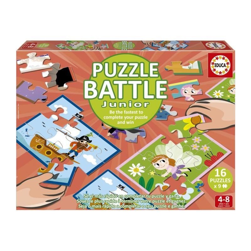 Puzzle - EDUCA - Battle Jr Fantasy - 16 puzzles - Theme fantastique - Puzzle - EDUCA - Battle Jr Fantasy - 16 puzzles - Theme fantastique -