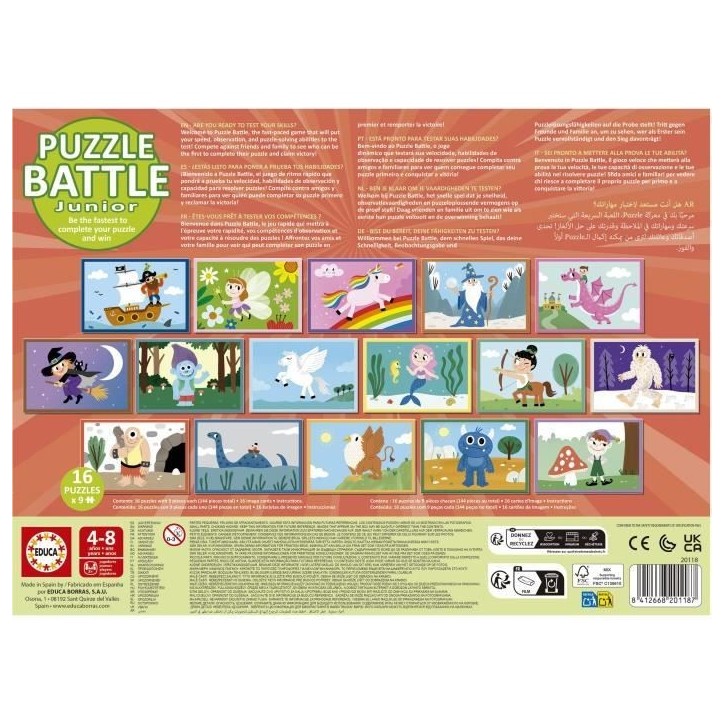 Puzzle - EDUCA - Battle Jr Fantasy - 16 puzzles - Theme fantastique - Pour enfants a partir de 4 ans Puzzle - EDUCA - Battle Jr Fantasy - 16 puzzles - Theme fantastique - Pour enfants a partir de 4 ans