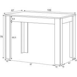 Table a manger - CLoe - Rectangulaire - Blanc Artik / Béton - 109 x 6