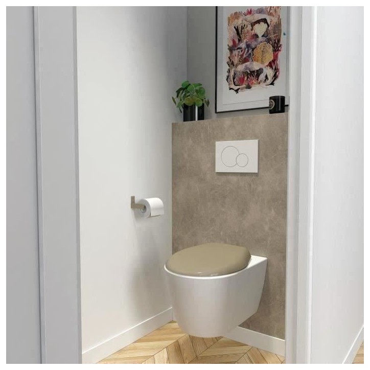 Abattant Marina Taupe - Polypropylene - Gelco - Déclipsable - Entraxe de fixation universelle Abattant Marina Taupe - Polypropylene - Gelco - Déclipsable - Entraxe de fixation universelle