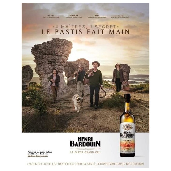 Pastis Henri Bardouin - Apéritif Anisé - France - 45%vol - 70cl sous étui