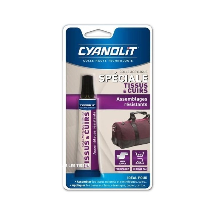 Colle spéciale tissu - CYANOLIT - Fixation flexible - Idéale pour tissus et textiles Colle spéciale tissu - CYANOLIT - Fixation flexible - Idéale pour tissus et textiles