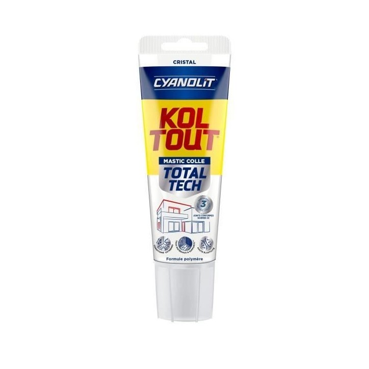 Colle de fixation et d'étanchéité - CYANOLIT - Total tech - Cristal - Tube 125 ml - Transparent - Polyvalente et flexible Colle de fixation et d'étanchéité - CYANOLIT - Total tech - Cristal - Tube 125 ml - Transparent - Polyvalente et flexible