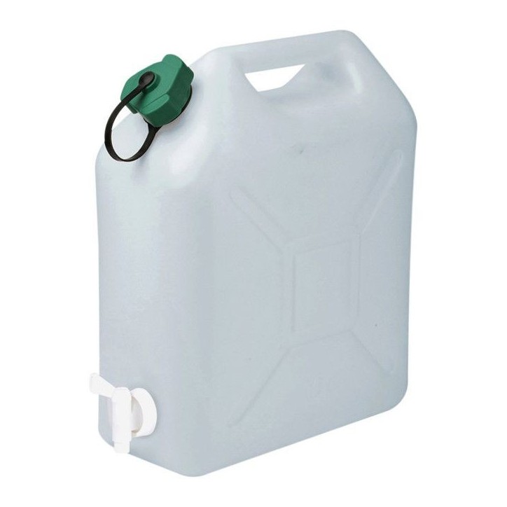 Jerrycan extra-fort - [MARQUE] - avec robinet eau propre 5 litres - Blanc et vert - Camping-car
