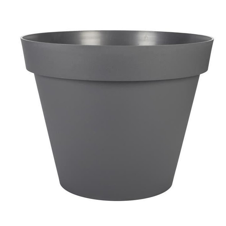 EDA Pot de fleur rond TOSCANE - 76 L - Ø 60 x H 47 cm - Gris anthracite EDA Pot de fleur rond TOSCANE - 76 L - Ø 60 x H 47 cm - Gris anthracite