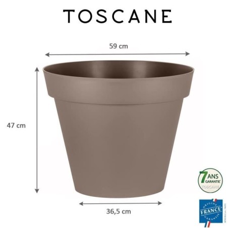 EDA Pot de fleur rond TOSCANE - 76 L - Ø 60 x H 47 cm - Taupe