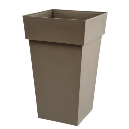 Pot de fleur haut Carré 39 cm - EDA - Toscane - 62 L - 39 x 39 x H. 65 cm - Taupe
