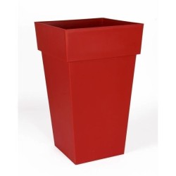EDA Pot de fleur haut carré TOSCANE - 62 L - 39 x 39 x H 65 cm - Roug