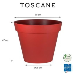 EDA Pot de fleur rond TOSCANE - 76 L - Ø 60 x H 47 cm - Rouge rubis