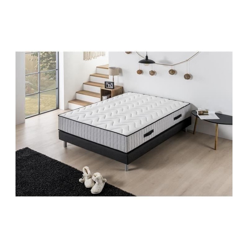 Ensemble matelas + sommier 160 x 200 cm - 672 Ressorts ensachés - 7 z Ensemble matelas + sommier 160 x 200 cm - 672 Ressorts ensachés - 7 z