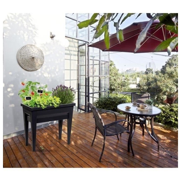 EDA Espace potager avec table CITY VEG&TABLE - 57 L - 76 x 38,5 x H 68 cm - Gris anthracite EDA Espace potager avec table CITY VEG&TABLE - 57 L - 76 x 38,5 x H 68 cm - Gris anthracite