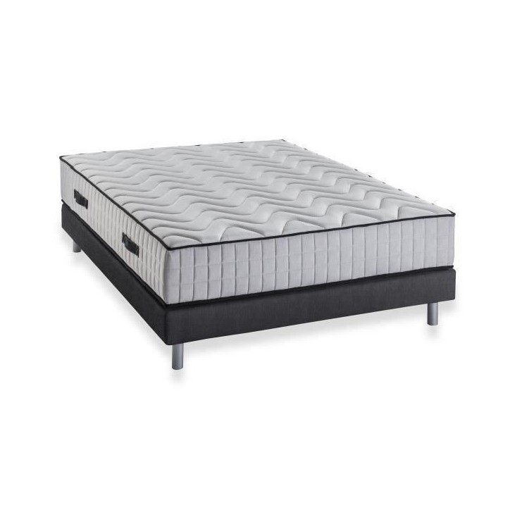 Ensemble matelas + sommier 160 x 200 cm - 672 Ressorts ensachés - 7 zones de confort - 27 cm - Ferme - DEKO DREAM Hotel Supreme