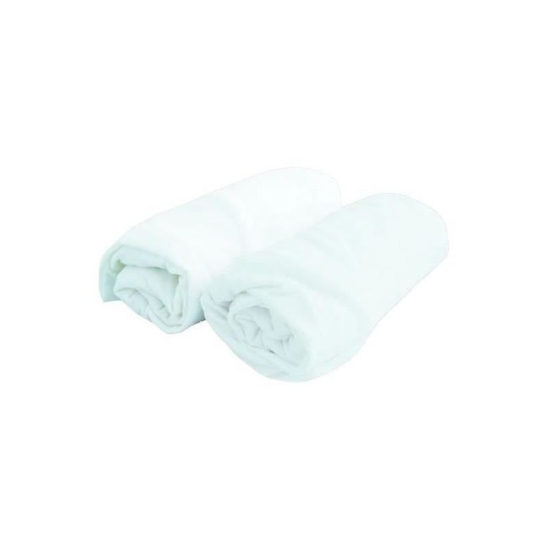 Drap housse bébé DOMIVA - Jersey - Blanc - 60 x 120 cm - Lot de 2 Drap housse bébé DOMIVA - Jersey - Blanc - 60 x 120 cm - Lot de 2