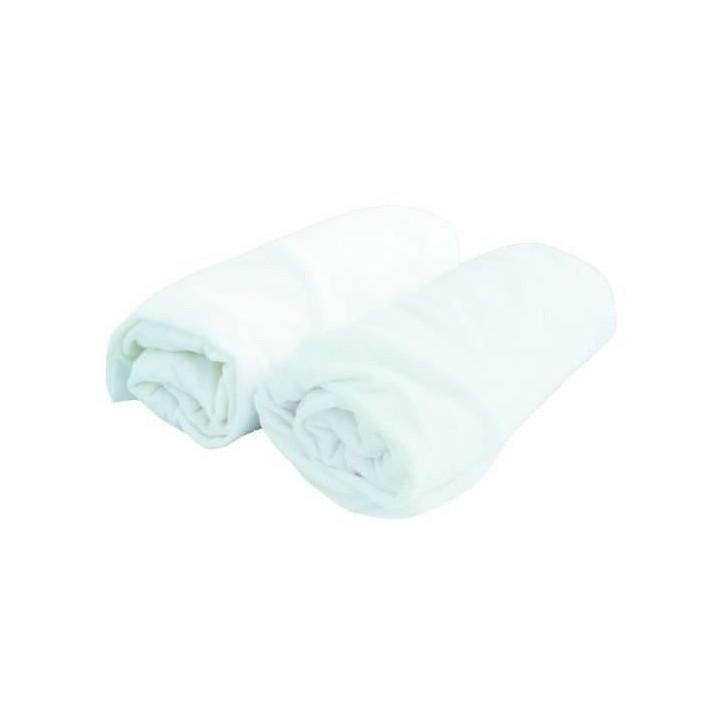 Drap housse bébé DOMIVA - Jersey - Blanc - 60 x 120 cm - Lot de 2