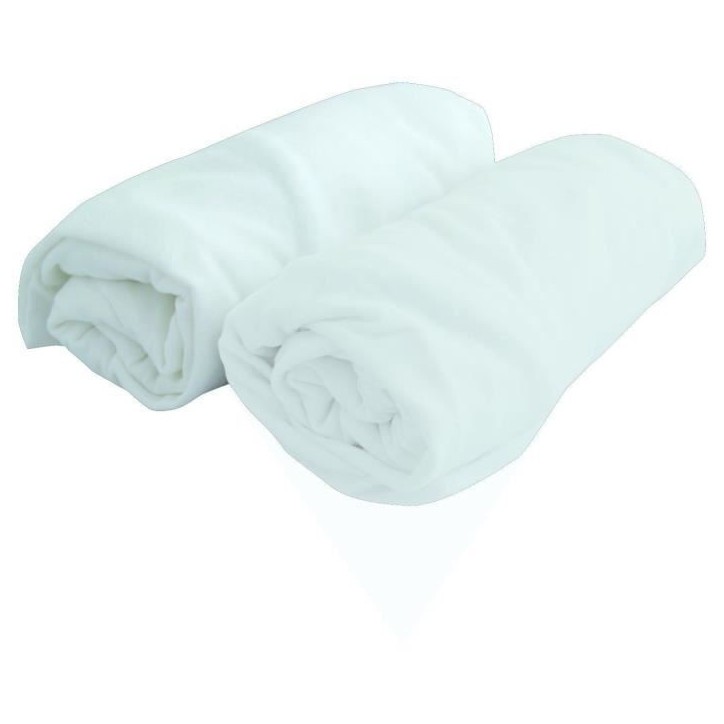 Drap housse bébé DOMIVA - Jersey - Blanc - 60 x 120 cm - Lot de 2