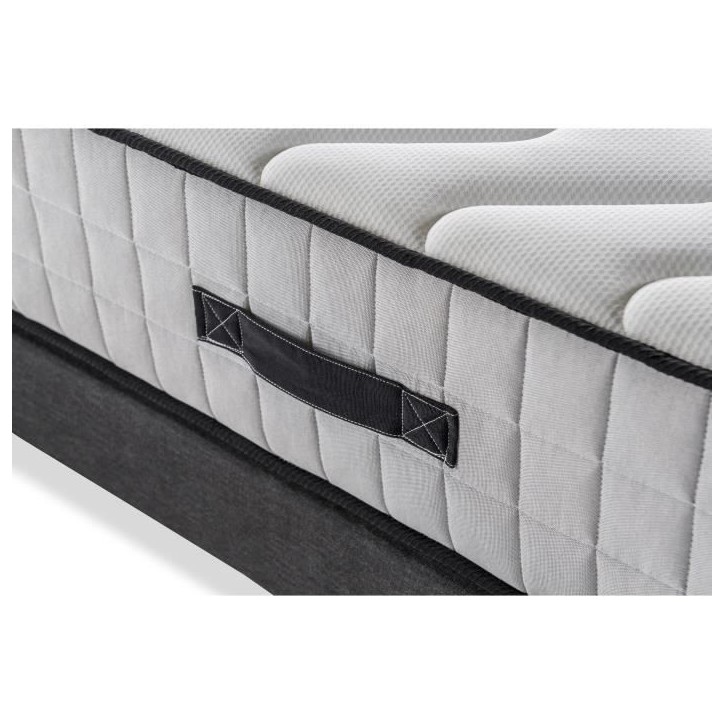 Ensemble matelas + sommier 160 x 200 cm - 672 Ressorts ensachés - 7 zones de confort - 27 cm - Ferme - DEKO DREAM Hotel Supreme