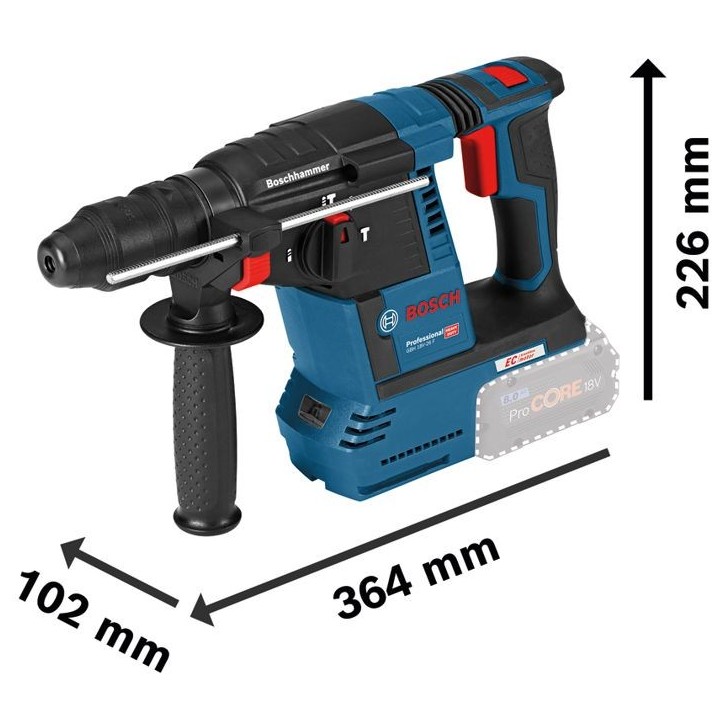 Perforateur SDS Plus 18V GBH 18V-26 F 2,6J (sans batterie ni chargeur) en coffret L-BOXX - BOSCH - 0611910001
