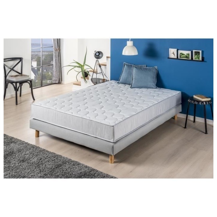 Ensemble Matelas + sommier 160x200 cm - 600 Ressorts ensachés - 5 zones de confort - 19 cm - Ferme - DEKO DREAM Springmax Ensemble Matelas + sommier 160x200 cm - 600 Ressorts ensachés - 5 zones de confort - 19 cm - Ferme - DEKO DREAM Springmax