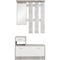 Vestiaire Rudolf - Décor béton structuré / blanc - 100 x 180 x 25 c