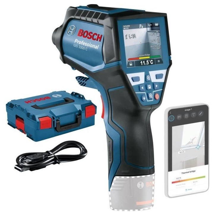 Détecteur thermique Bosch Professional GIS 1000 C Bluetooth - avec LED (sans batterie ni chargeur) - 0601083308 Détecteur thermique Bosch Professional GIS 1000 C Bluetooth - avec LED (sans batterie ni chargeur) - 0601083308