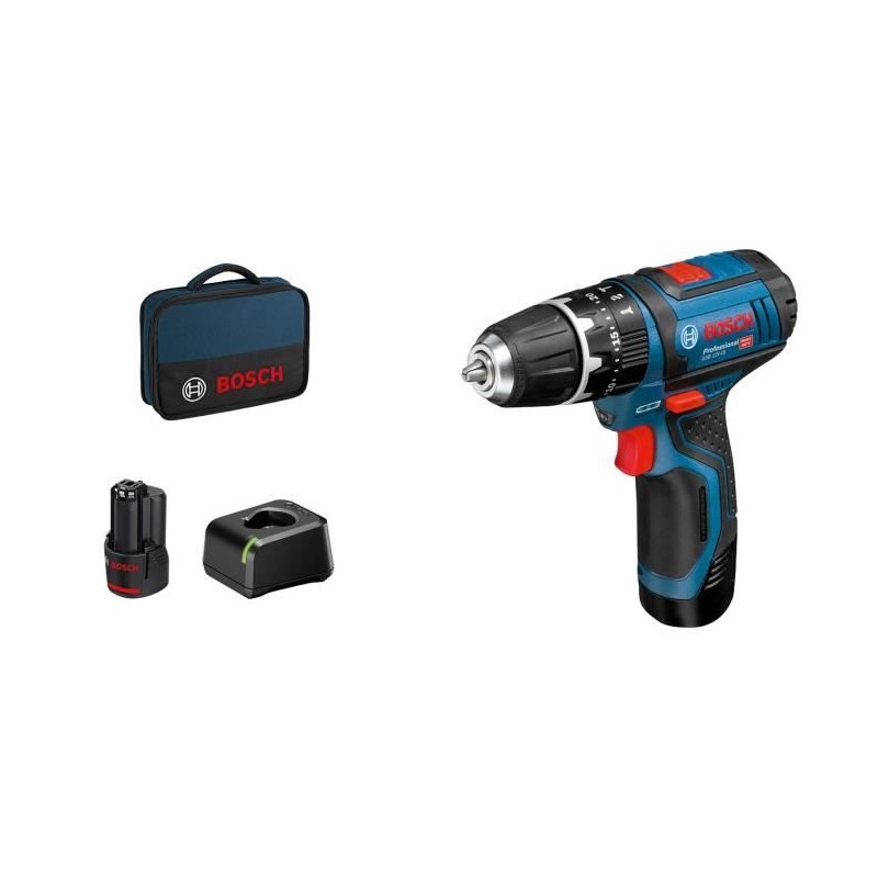 Perceuse a percussion Bosch Professional GSB 12V-15 + 2 batteries 2,0A Perceuse a percussion Bosch Professional GSB 12V-15 + 2 batteries 2,0A