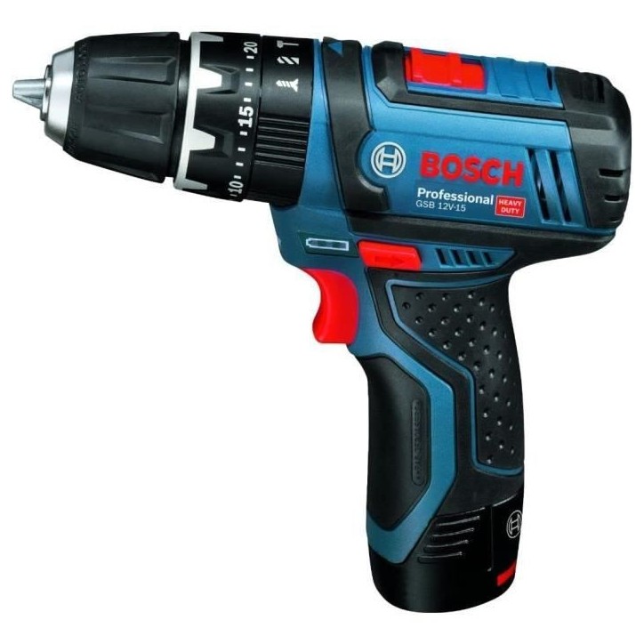 Perceuse a percussion Bosch Professional GSB 12V-15 + 2 batteries 2,0Ah + Chargeur AL 12V-20 - 06019B690H Perceuse a percussion Bosch Professional GSB 12V-15 + 2 batteries 2,0Ah + Chargeur AL 12V-20 - 06019B690H