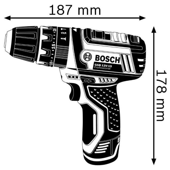 Perceuse a percussion Bosch Professional GSB 12V-15 + 2 batteries 2,0Ah + Chargeur AL 12V-20 - 06019B690H Perceuse a percussion Bosch Professional GSB 12V-15 + 2 batteries 2,0Ah + Chargeur AL 12V-20 - 06019B690H