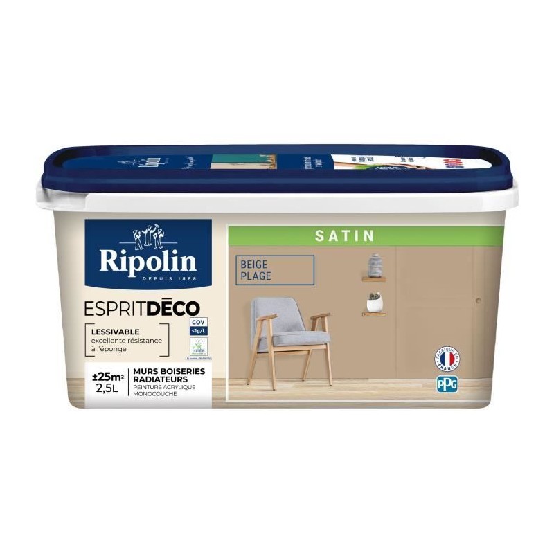 Peinture - RIPOLIN - ESPRIT DECO MULTI-SUPPORTS - Beige Plage - Satin Peinture - RIPOLIN - ESPRIT DECO MULTI-SUPPORTS - Beige Plage - Satin