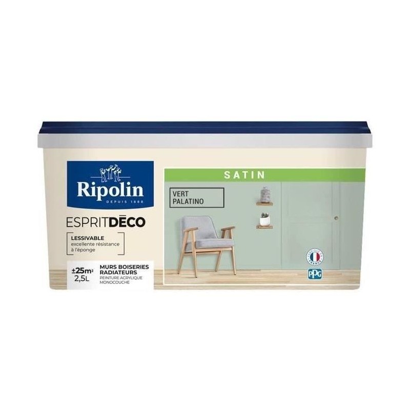 RIPOLIN Peinture Couleur Satin Ultra Couvrante pour Cuisine, Chambre, RIPOLIN Peinture Couleur Satin Ultra Couvrante pour Cuisine, Chambre,