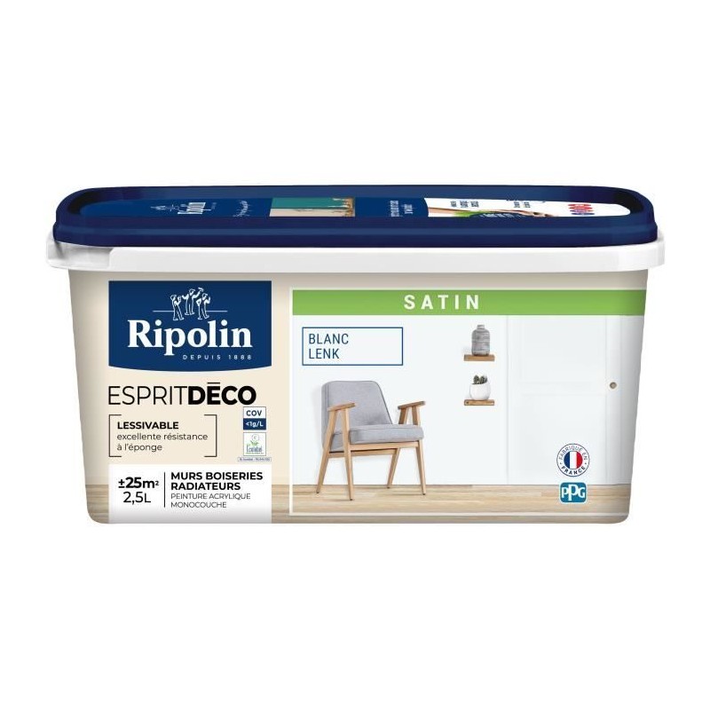 Peinture esprit deco multi-supports - RIPOLIN - 446523 - Blanc lenk - Peinture esprit deco multi-supports - RIPOLIN - 446523 - Blanc lenk -