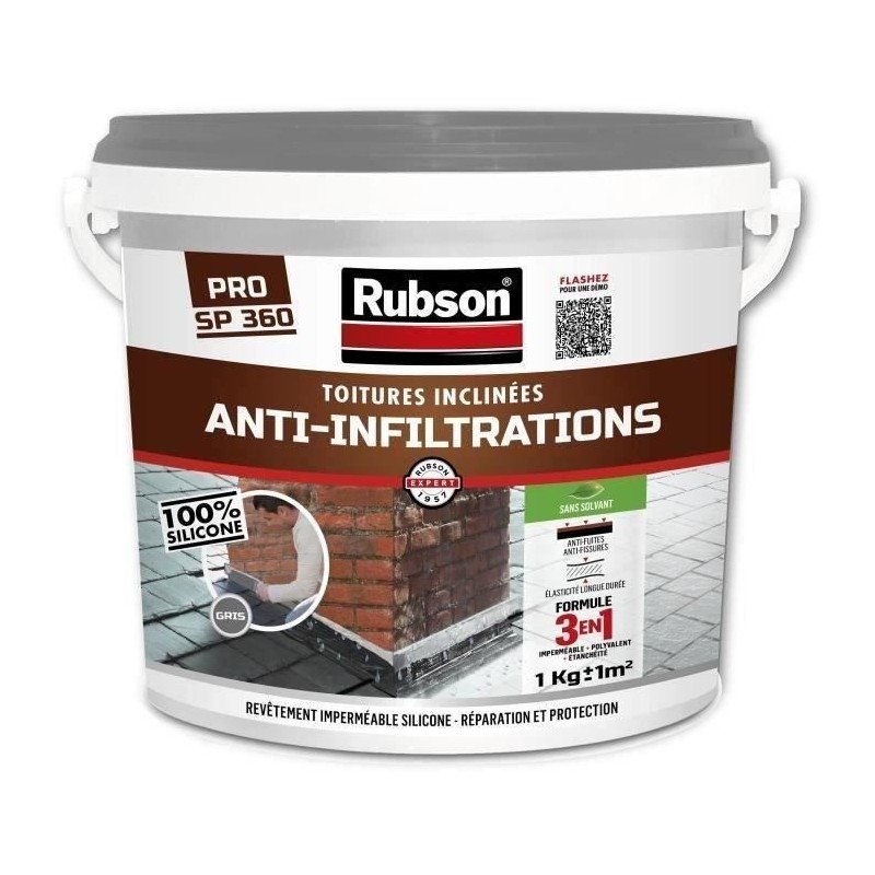 Revetement imperméable - RUBSON - Anti-infiltrations - 1kg - 100% Sil