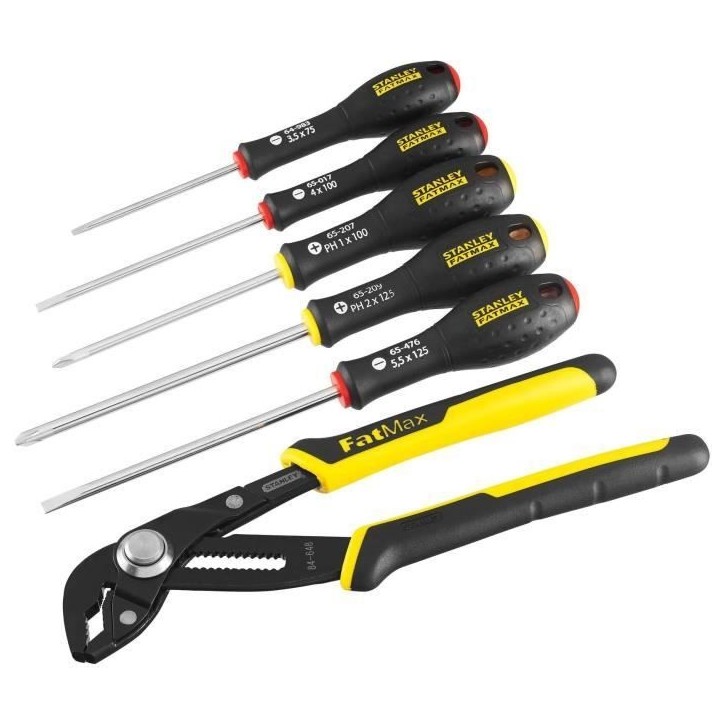 Jeu de 6 Outils - - STANLEY FATMAX - FMHT0-62639 - Pince Multiprise a Verrouillage 250 mm + Tournevis Electricien + Phillips Jeu de 6 Outils - - STANLEY FATMAX - FMHT0-62639 - Pince Multiprise a Verrouillage 250 mm + Tournevis Electricien + Phillips