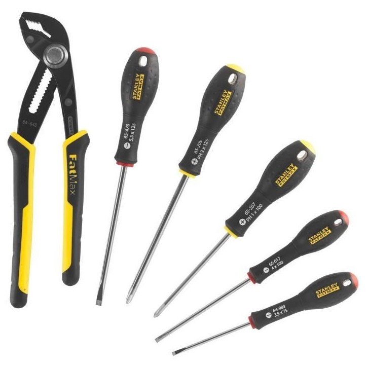 Jeu de 6 Outils - - STANLEY FATMAX - FMHT0-62639 - Pince Multiprise a Verrouillage 250 mm + Tournevis Electricien + Phillips Jeu de 6 Outils - - STANLEY FATMAX - FMHT0-62639 - Pince Multiprise a Verrouillage 250 mm + Tournevis Electricien + Phillips