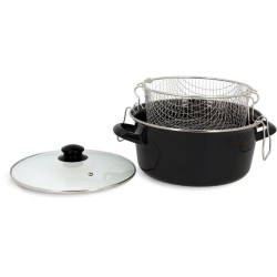Friteuse - MENASTYL - 3645580 - En acier émaillé - Noir - 26 cm - Av