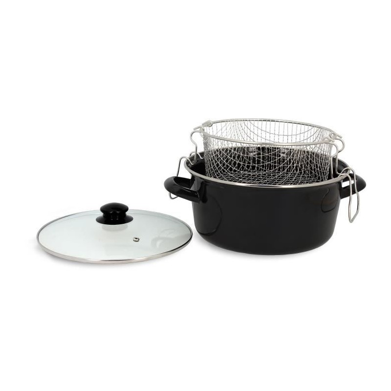 Friteuse - MENASTYL - 3645580 - En acier émaillé - Noir - 26 cm - Av Friteuse - MENASTYL - 3645580 - En acier émaillé - Noir - 26 cm - Av