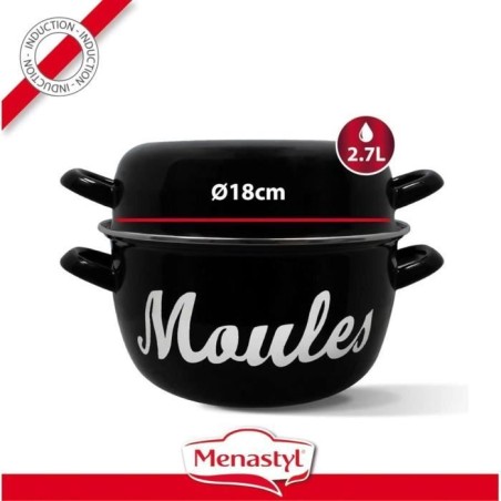 Marmite a moule - MENASTYL - 3645563 - En acier émaillé - Noir - 18 cm - Avec écritures - Tous feux dont induction