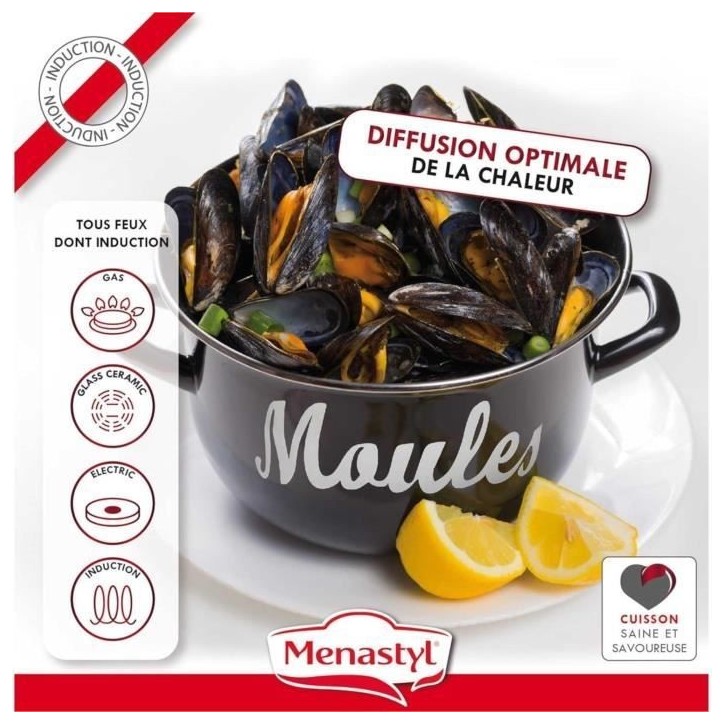Marmite a moule - MENASTYL - 3645563 - En acier émaillé - Noir - 18 cm - Avec écritures - Tous feux dont induction Marmite a moule - MENASTYL - 3645563 - En acier émaillé - Noir - 18 cm - Avec écritures - Tous feux dont induction