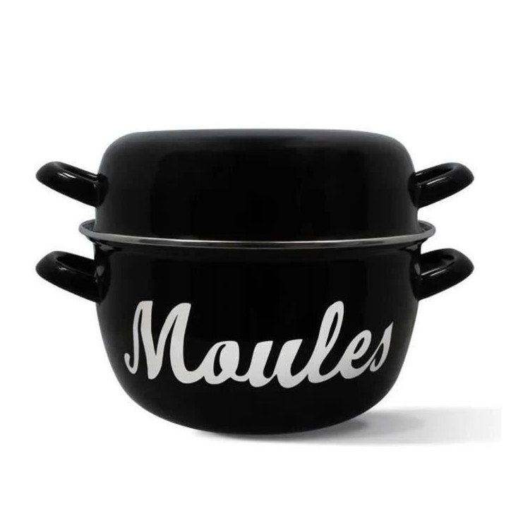 Marmite a moule - MENASTYL - 3645564 - En acier émaillé - Noir - 24 cm - Avec écritures - Tous feux dont induction Marmite a moule - MENASTYL - 3645564 - En acier émaillé - Noir - 24 cm - Avec écritures - Tous feux dont induction