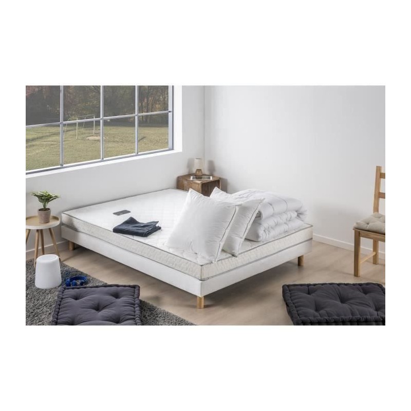Pack pret a dormir Matelas 140x190 cm + Sommier + Couette + 2 oreiller