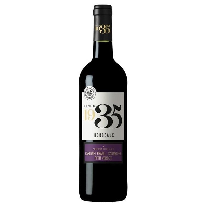 Dépuis 1935 Tricepage Cabernet Franc Petit Verdot Carmenere AOP Bordeaux - vin Rouge 2019