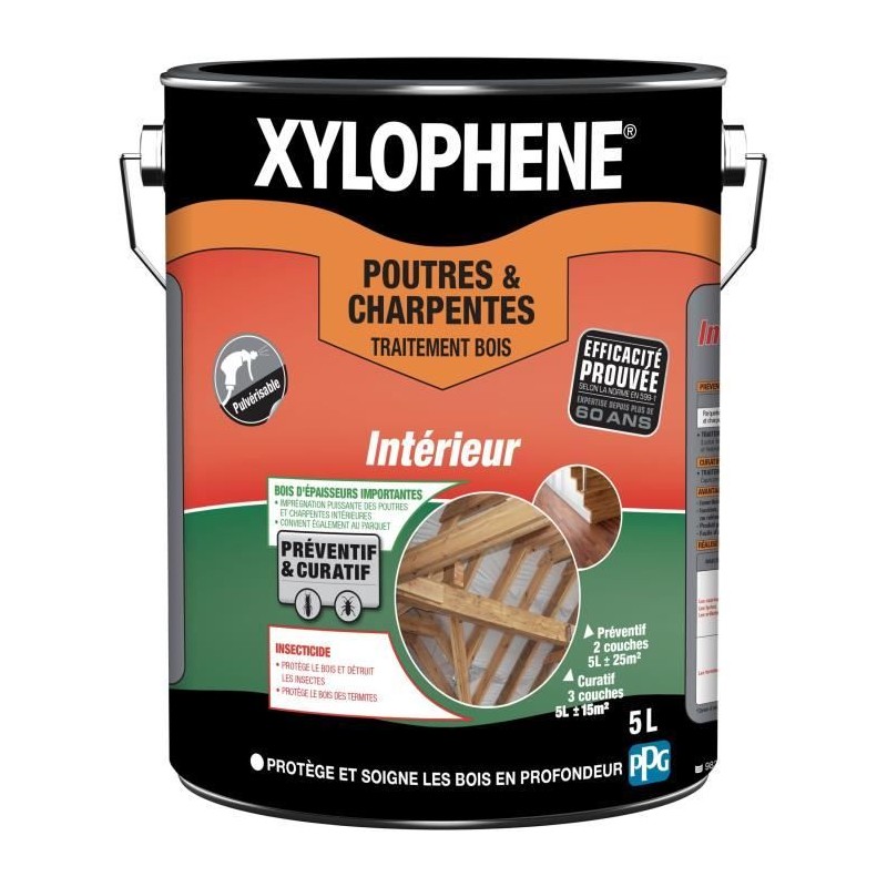 Traitement Poutres & Charpentes - Xylophene - 5L - Incolore - Insectic