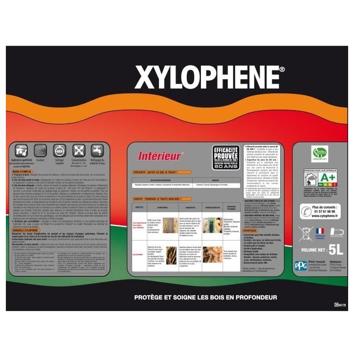 Traitement Poutres & Charpentes - Xylophene - 5L - Incolore - Insecticide - Anti-Termites Traitement Poutres & Charpentes - Xylophene - 5L - Incolore - Insecticide - Anti-Termites