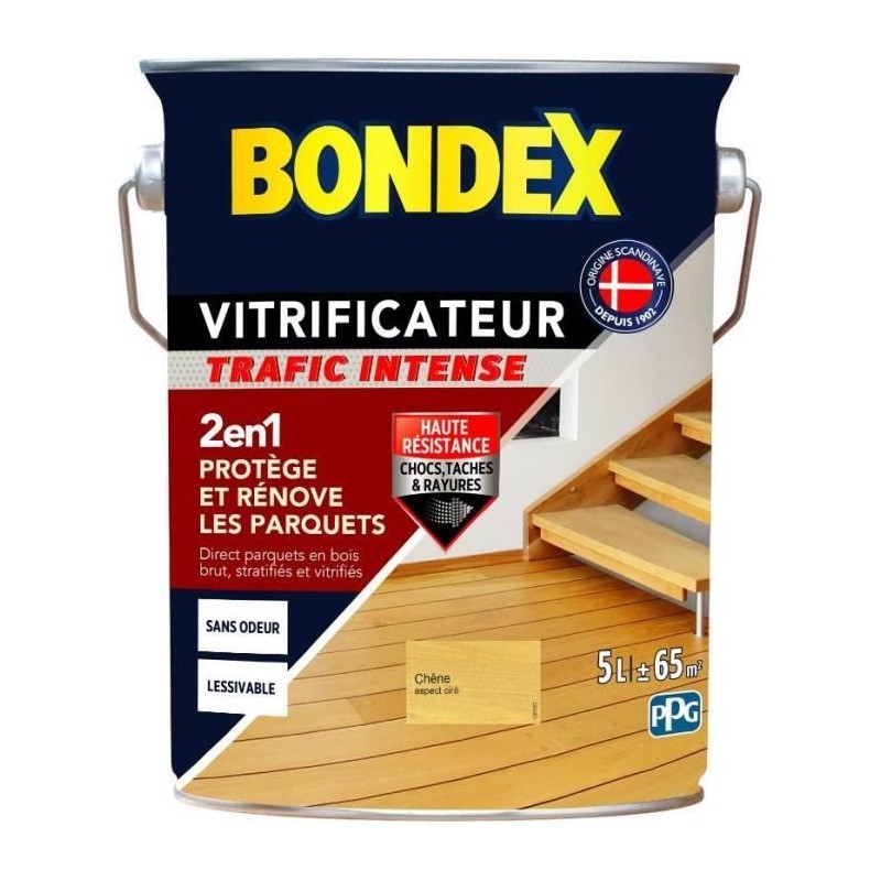 BONDEX - VITRIFICATEUR TRAFIC INTENSE - CHENE CIRE - SATIN - 5L BONDEX - VITRIFICATEUR TRAFIC INTENSE - CHENE CIRE - SATIN - 5L