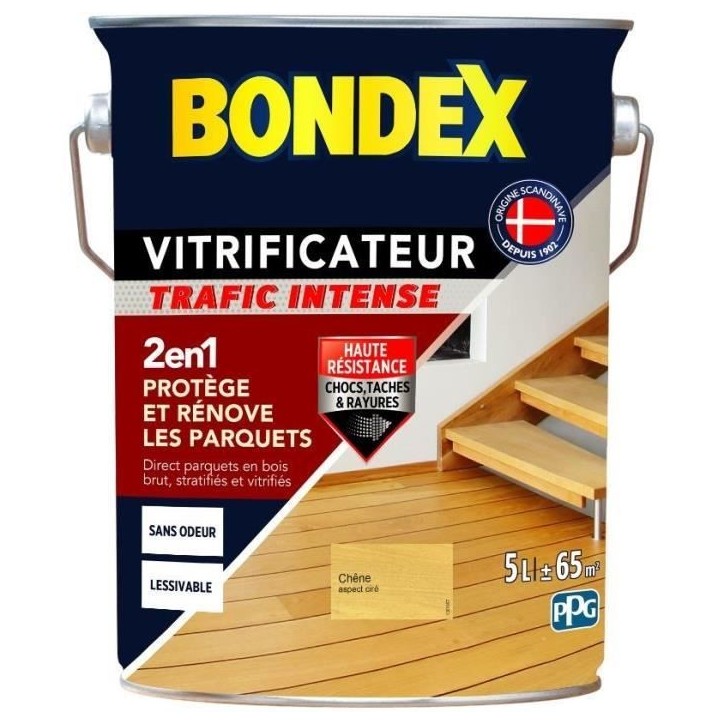 BONDEX - VITRIFICATEUR TRAFIC INTENSE - CHENE CIRE - SATIN - 5L BONDEX - VITRIFICATEUR TRAFIC INTENSE - CHENE CIRE - SATIN - 5L